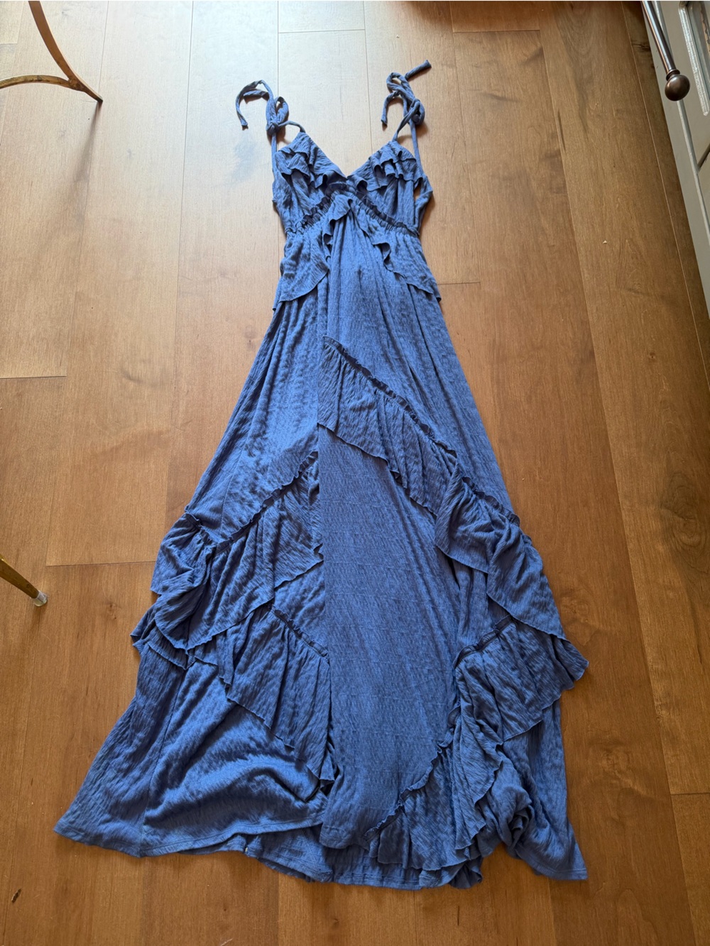 Free People Blue Ruffle Maxi Dress